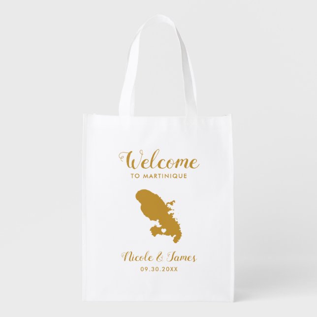 Martinique Destination Wedding Welcome Bag, Gold T Grocery Bag (Front)