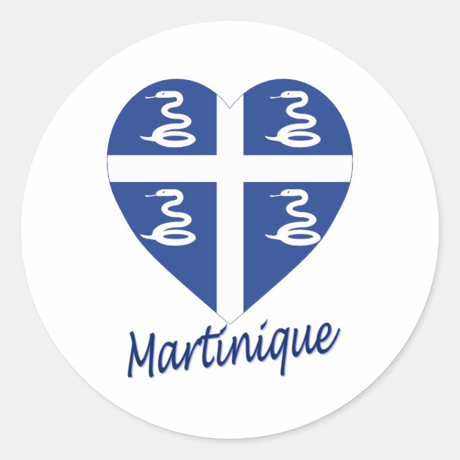 Martinique Flag Heart Classic Round Sticker (Front)