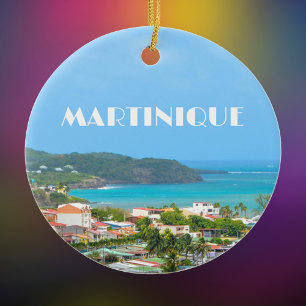 Martinique harbor photo ceramic ornament