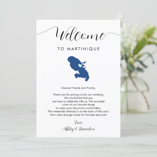 Martinique Map Wedding Welcome Itinerary  Letter