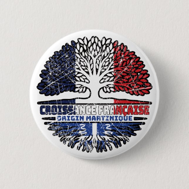 Martinique Martinican French France Tree Roots Button (Front)