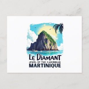 Martinique Postcard – Diamond Rock Illustration