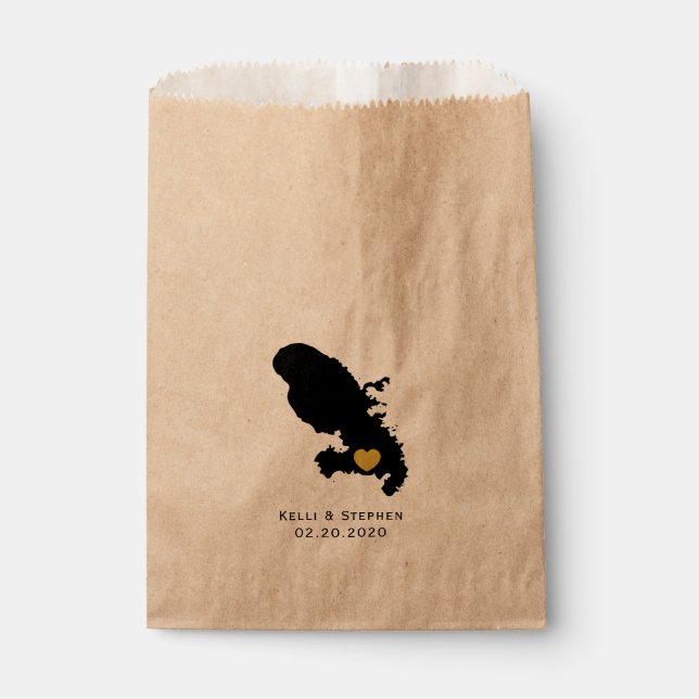 Martinique Wedding Favor Treat Sacks, Map Gift Bag (Front)