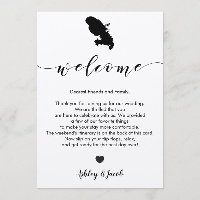 Martinique Wedding Welcome Letter & Itinerary Program (Front)