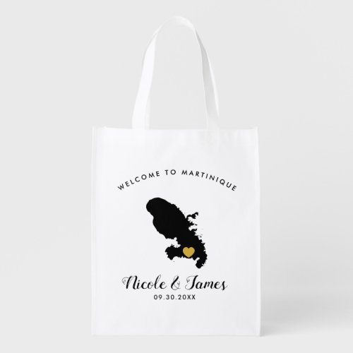 Martinique Wedding Welcome Tote Bag Gold Heart