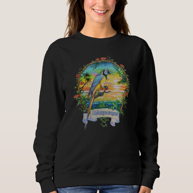 Martinique West Indies Vintage Tropical Parrot Vac Sweatshirt (Front)