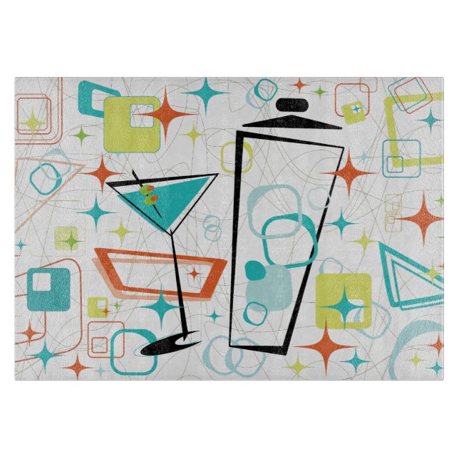 Martinis A Go-Go Glass Cutting Board (Front)