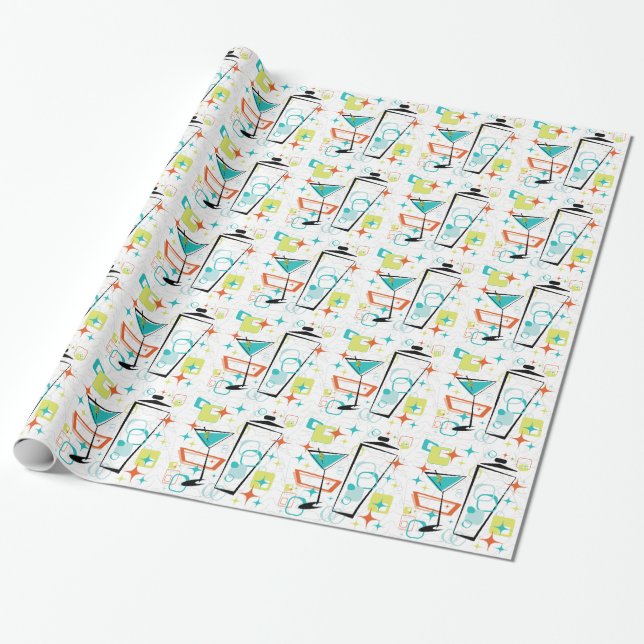 Martinis A Go-Go Wrapping Paper (Unrolled)