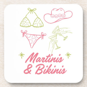 Martinis and Bikinis   Bachelorette Beach Party  Beverage Coaster