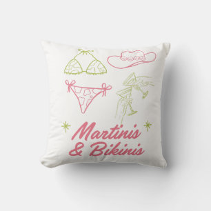 Martinis and Bikinis Bachelorette Beach Party Throw Pillow