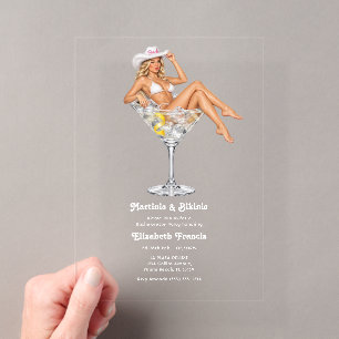 Martinis and Bikinis Beach/Pool Bachelorette Party Acrylic Invitations