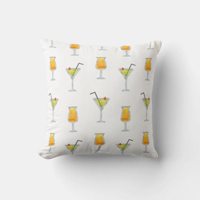 Martinis and Cocktails Fun Happy Hour Throw Pillow (Front)