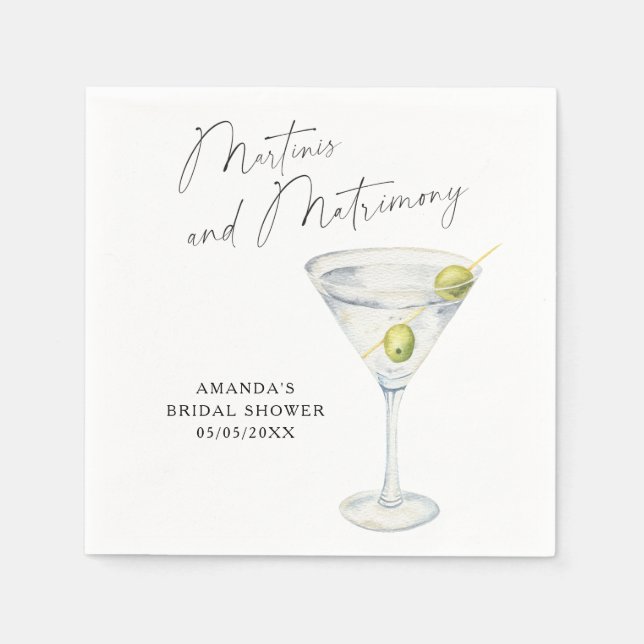 Martinis and Matrimony Bridal shower  Napkins (Front)