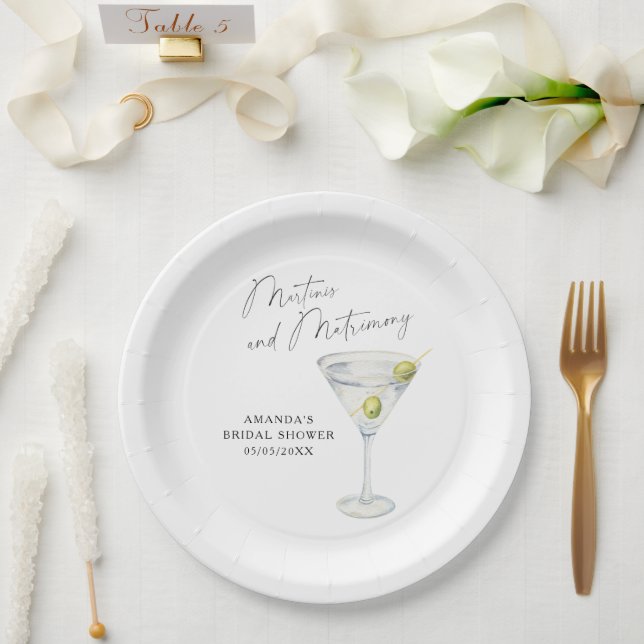 Martinis and Matrimony Bridal shower  Paper Plates (Wedding)