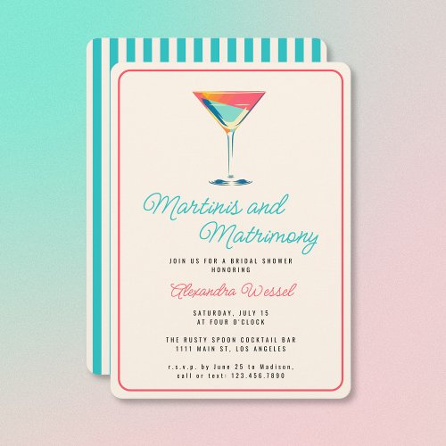 Martinis and Matrimony Cocktails Bridal Shower Invitation