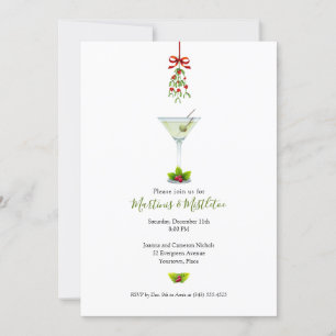Martinis and Mistletoe Christmas Holiday Party Invitation