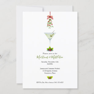 Martinis and Mistletoe Christmas Holiday Party Invitation
