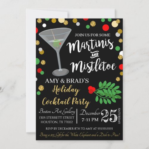 Martinis And Mistletoe Christmas Invitation