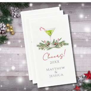 Martinis and Mistletoe Custom Holiday Guest Towels