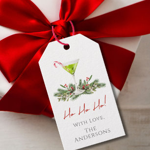 Martinis and Mistletoe Festive Cocktails Holiday Gift Tags