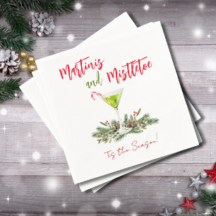 Martinis and Mistletoe Festive Cocktails Holiday  Napkins