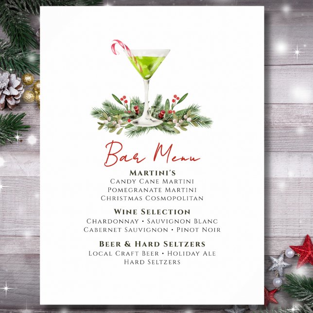 Martinis and Mistletoe Holiday Party Bar Menu Poster (Creator Uploaded)