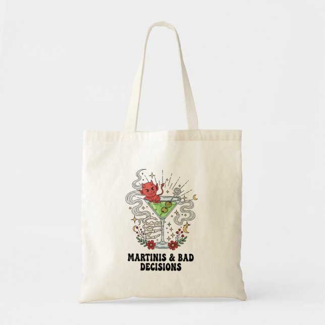 Martinis & Bad Decisions Devil Cocktail Funny  Tote Bag (Front)