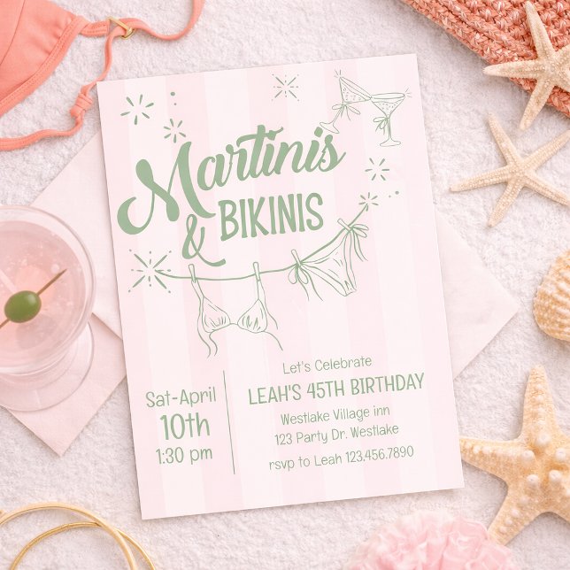 Martinis & Bikinis Birthday Invitation | Pool Part (Creator Uploaded)