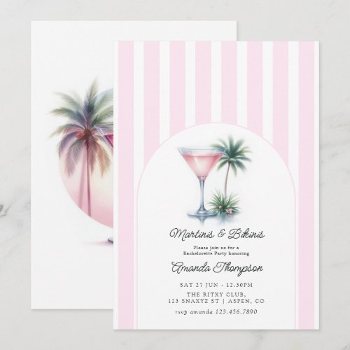 Martinis & Bikinis Tropical Bachelorette Party Invitation