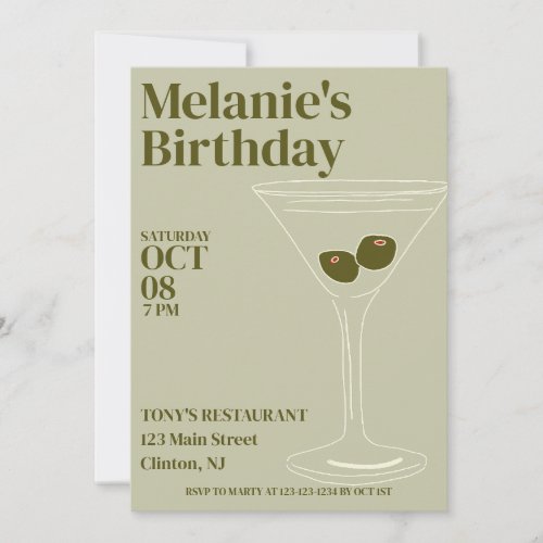 Martinis Birthday Party  Invitation