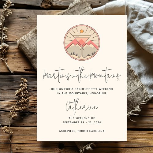 Martinis in the Mountains Bachelorette Weekend Invitation