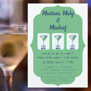 Martinis Mahj & Mischief Mahjong Cocktail Party Invitation