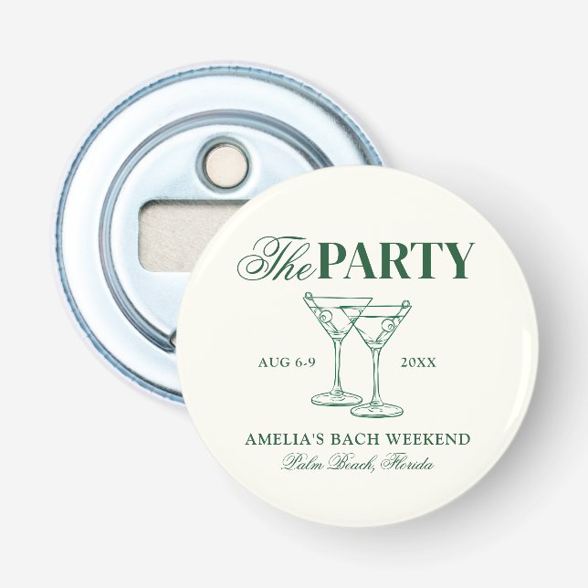 Martinis & Matrimony Bachelorette Party Bottle Opener (Front)