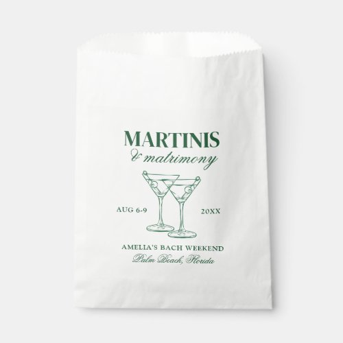 Martinis  Matrimony Bachelorette Weekend Favor Bag