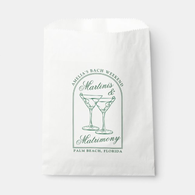 Martinis & Matrimony Bachelorette Weekend Favor Bag (Front)