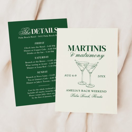 Martinis  Matrimony Bachelorette Weekend Invitation