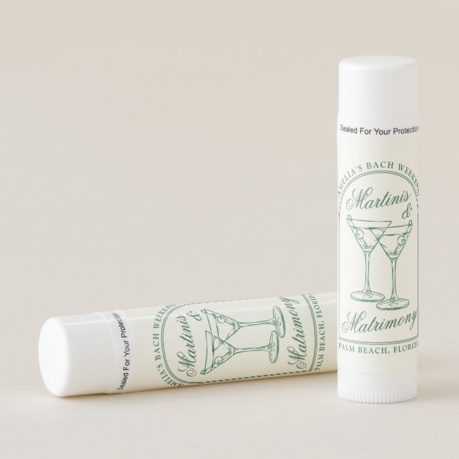 Martinis & Matrimony Bachelorette Weekend Lip Balm (Front)