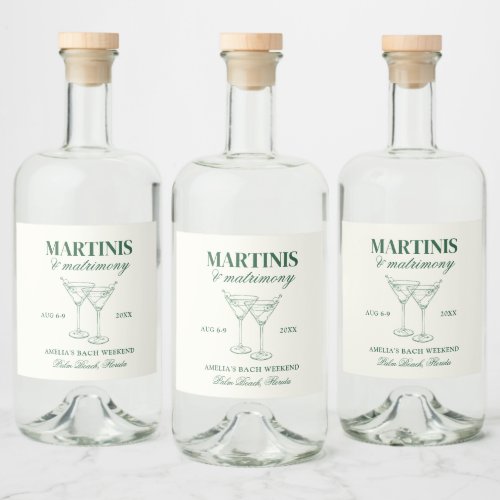 Martinis  Matrimony Bachelorette Weekend Liquor Bottle Label