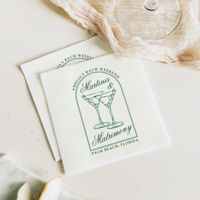 Martinis & Matrimony Bachelorette Weekend Napkins (Creator Uploaded)