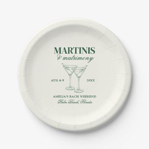 Martinis  Matrimony Bachelorette Weekend Paper Plates
