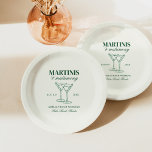 Martinis & Matrimony Bachelorette Weekend Paper Plates<br><div class="desc">This design features trendy bold text with hand drawn cocktails and a green martini theme.</div>