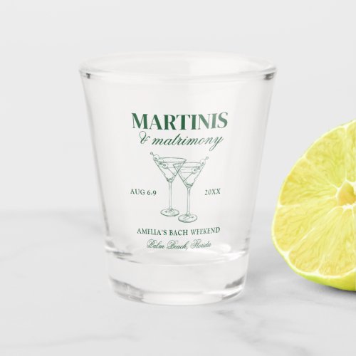 Martinis  Matrimony Bachelorette Weekend Shot Glass