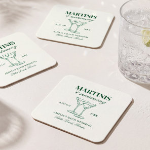 Martinis & Matrimony Bachelorette Weekend Square Paper Coaster