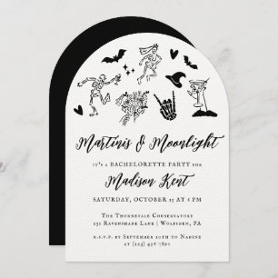 Martinis & Moonlight Spooky Whimsical Bachelorette Invitation