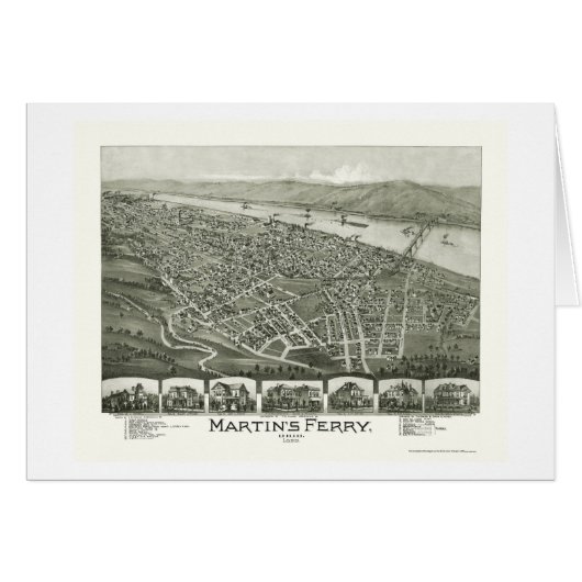 Martin's Ferry, OH Panoramic Map - 1899 Cards (Front Horizontal)