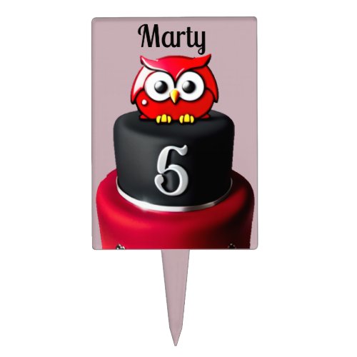MARTY  5 YEARS OLD  OWL ART  Cute Owl Lover  Cake Topper