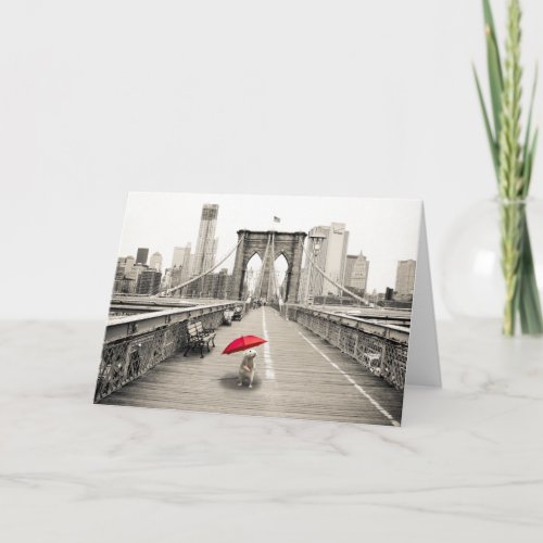 Marty Mouse on the Brooklyn Bridge Greeting Card