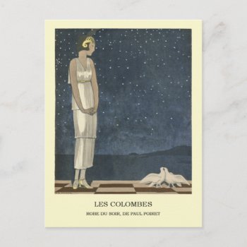 Marty The Doves Art Deco Fashion Illustration Postcard by lazyrivergreetings at Zazzle