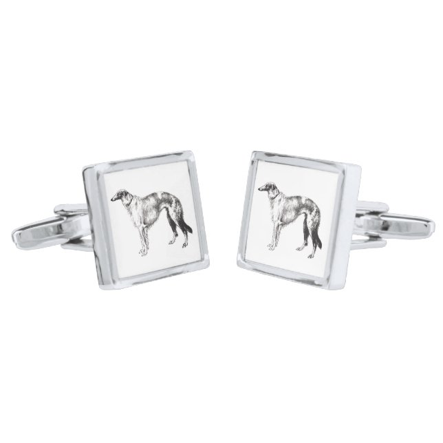 Martynow Borzoi Cufflinks (Angled)