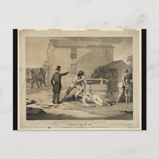 Martyrdom of Joseph & Hiram Smith in Carthage Jail Postcard (Front)